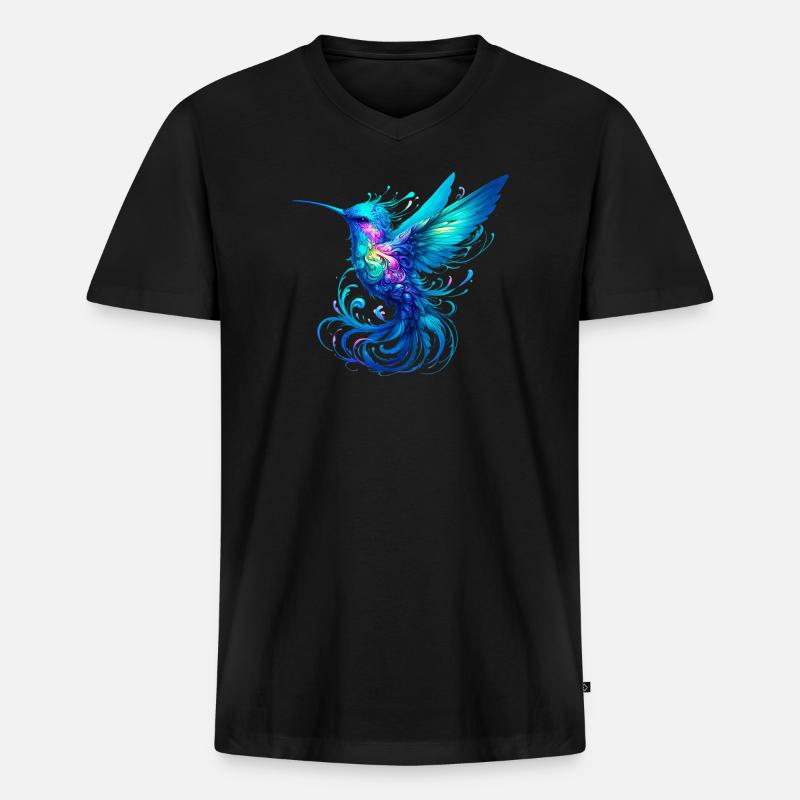 Kolibri - Männer Premium Bio T-Shirt mit V-Ausschnitt - Schwarz