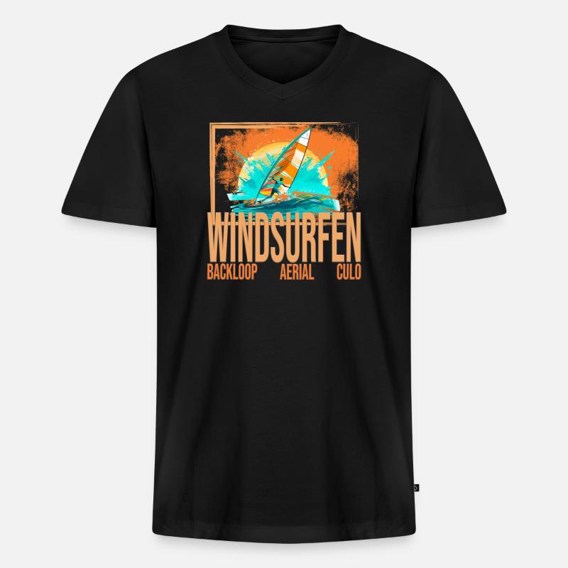 Backloop - Aerial - Culo - Windsurfen - Männer Premium Bio T-Shirt mit V-Ausschnitt - Schwarz