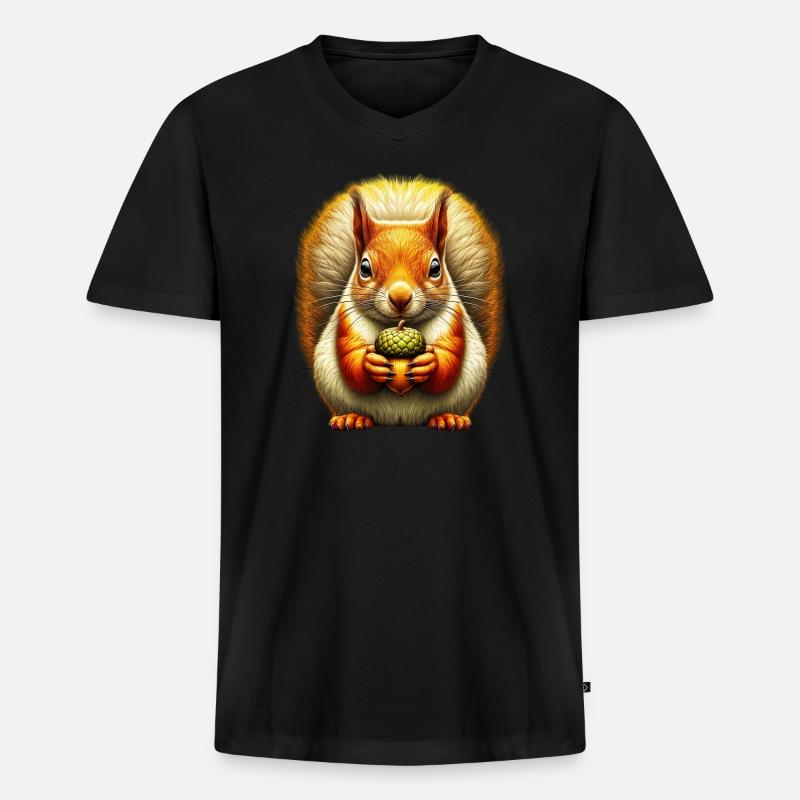 Eichhörnchen - Männer Premium Bio T-Shirt mit V-Ausschnitt - Schwarz