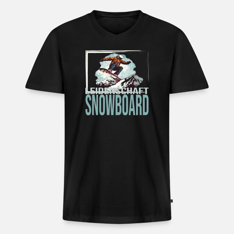 Leidenschaft Snowboard - Männer Premium Bio T-Shirt mit V-Ausschnitt - Schwarz