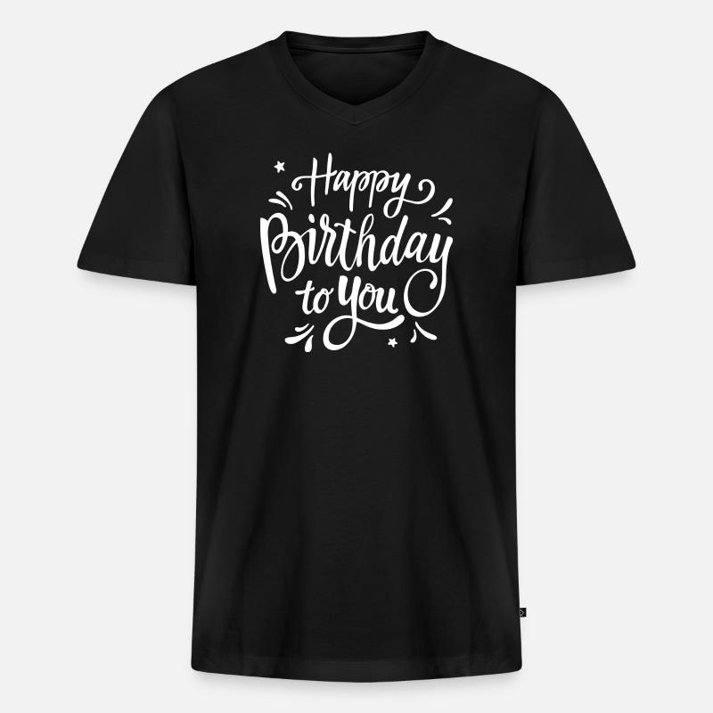 Célébration manuscrite du script d’anniversaire - T-shirt encolure en V Premium bio Homme - noir