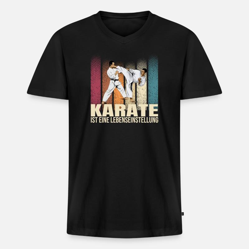 Karate ist eine Lebenseinstellung - Männer Premium Bio T-Shirt mit V-Ausschnitt - Schwarz