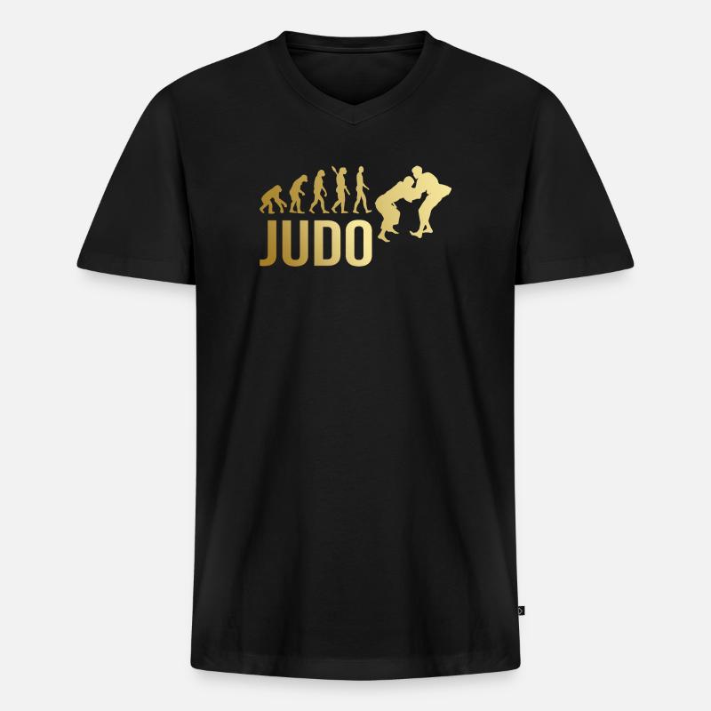 Judo Evolution - Männer Premium Bio T-Shirt mit V-Ausschnitt - Schwarz