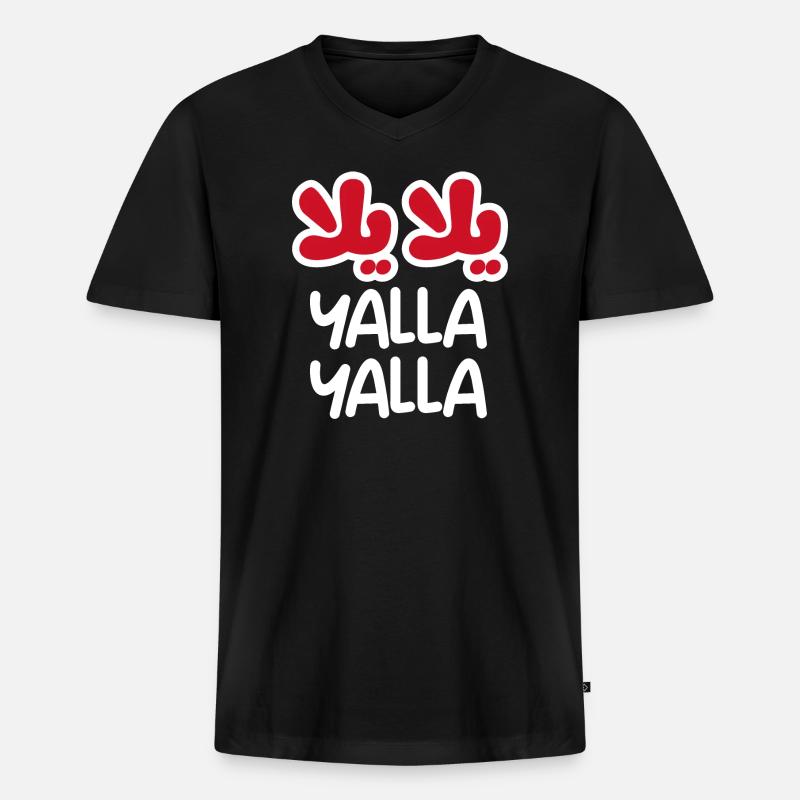Yalla Yalla (dunkel) - Männer Premium Bio T-Shirt mit V-Ausschnitt - Schwarz