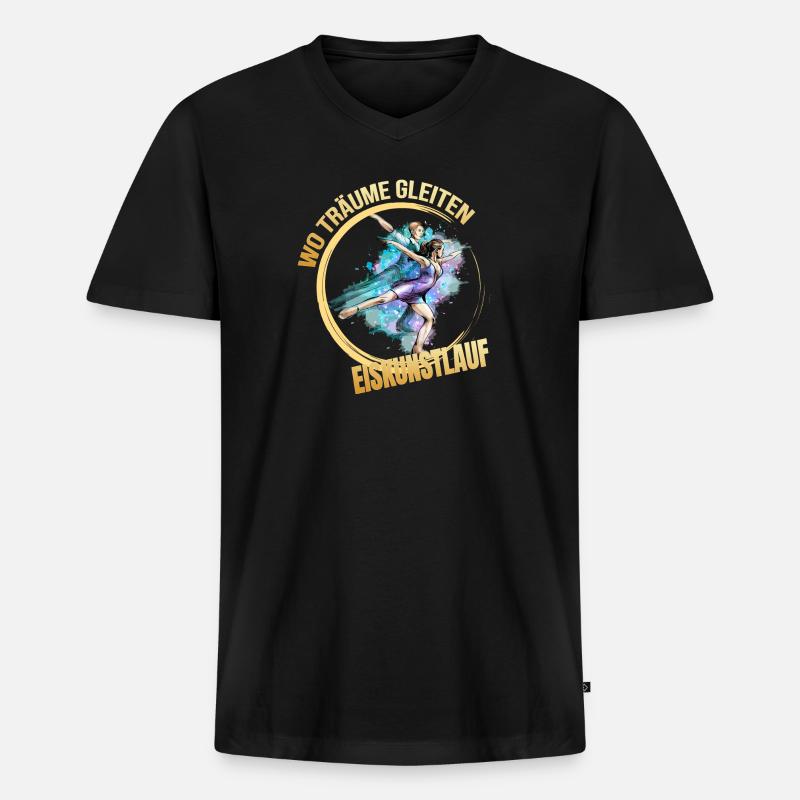 Wo träume gleiten - Eiskunstlauf - Männer Premium Bio T-Shirt mit V-Ausschnitt - Schwarz