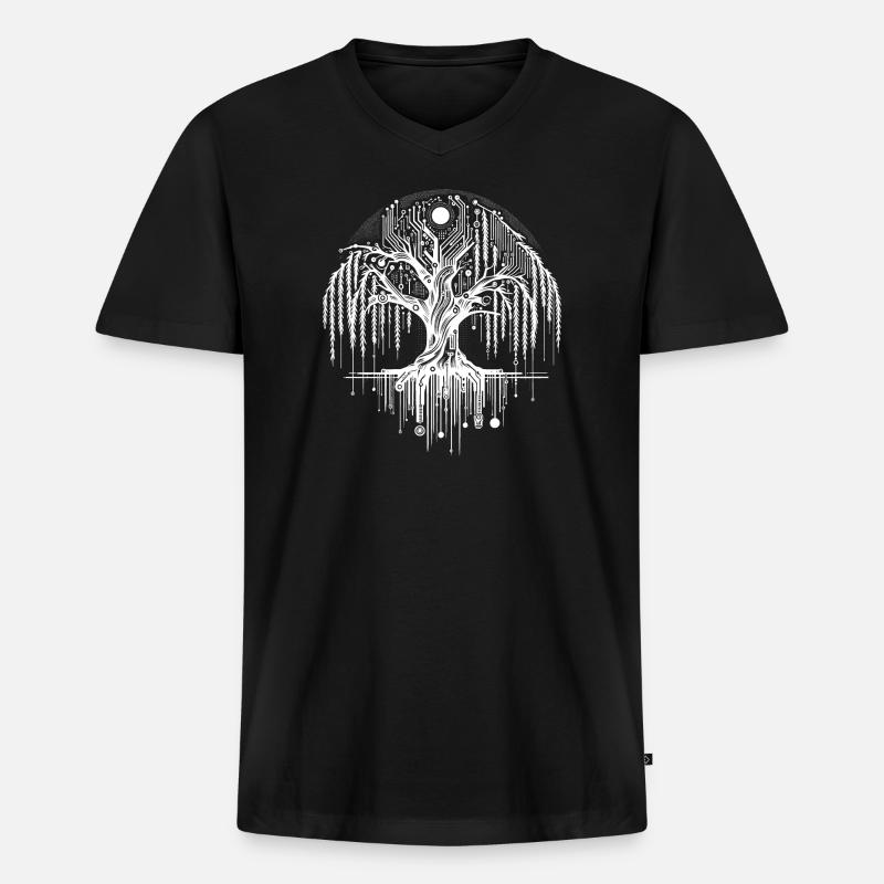 Digitaler Lebensbaum Schaltkreis Design - Männer Premium Bio T-Shirt mit V-Ausschnitt - Schwarz