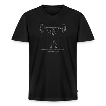 incontournable pour les passionnés de musculation - T-shirt encolure en V Premium bio Homme - noir - Devant - Nico (187cm)