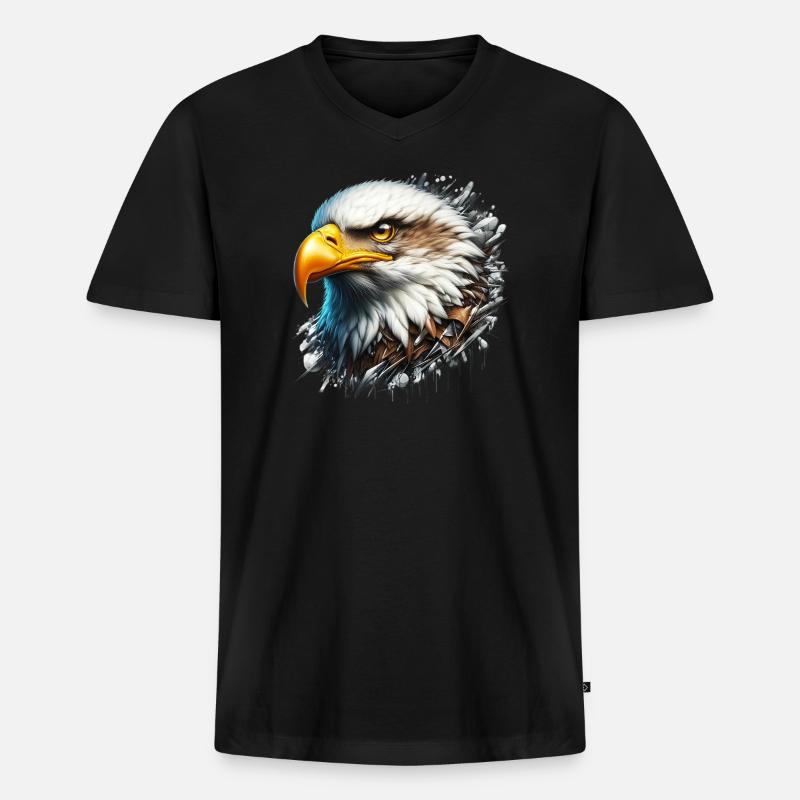 Adler - Männer Premium Bio T-Shirt mit V-Ausschnitt - Schwarz