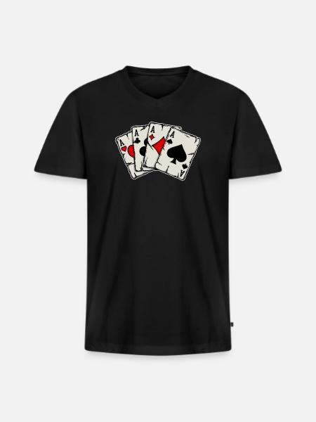 Jeu de cartes de casino Jeux de hasard Joueurs professionnels - T-shirt encolure en V Premium bio Homme - noir