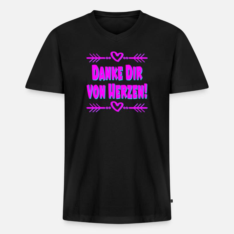 DANKE DIR VON HERZEN - Männer Premium Bio T-Shirt mit V-Ausschnitt - Schwarz