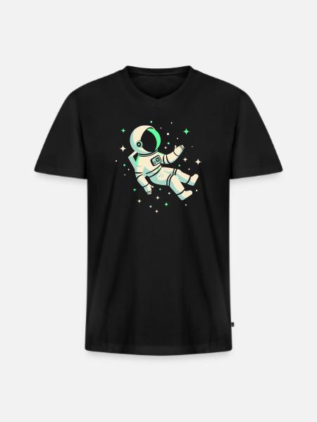 Astronaute - T-shirt encolure en V Premium bio Homme - noir