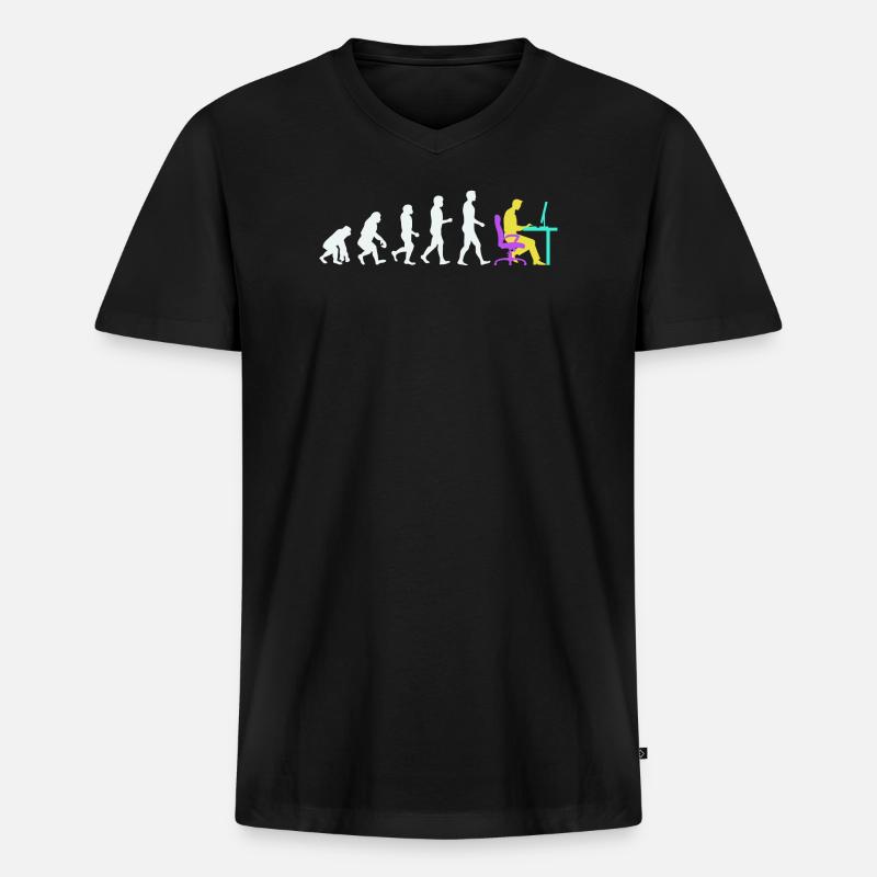 Développeur Evolution Computergeek Open Source - T-shirt encolure en V Premium bio Homme - noir