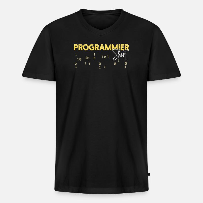 Developer Statement Coden Skripting Webentwickler - Männer Premium Bio T-Shirt mit V-Ausschnitt - Schwarz