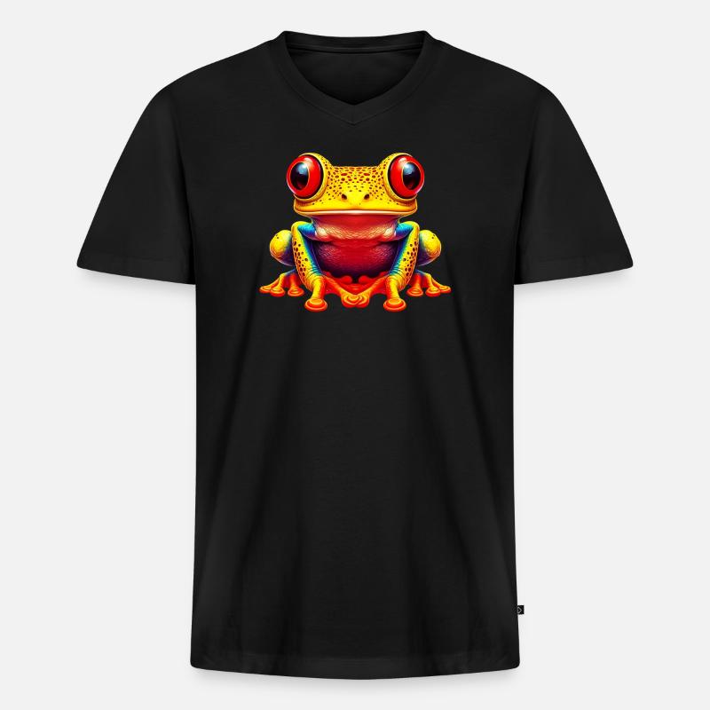 Frosch - Männer Premium Bio T-Shirt mit V-Ausschnitt - Schwarz