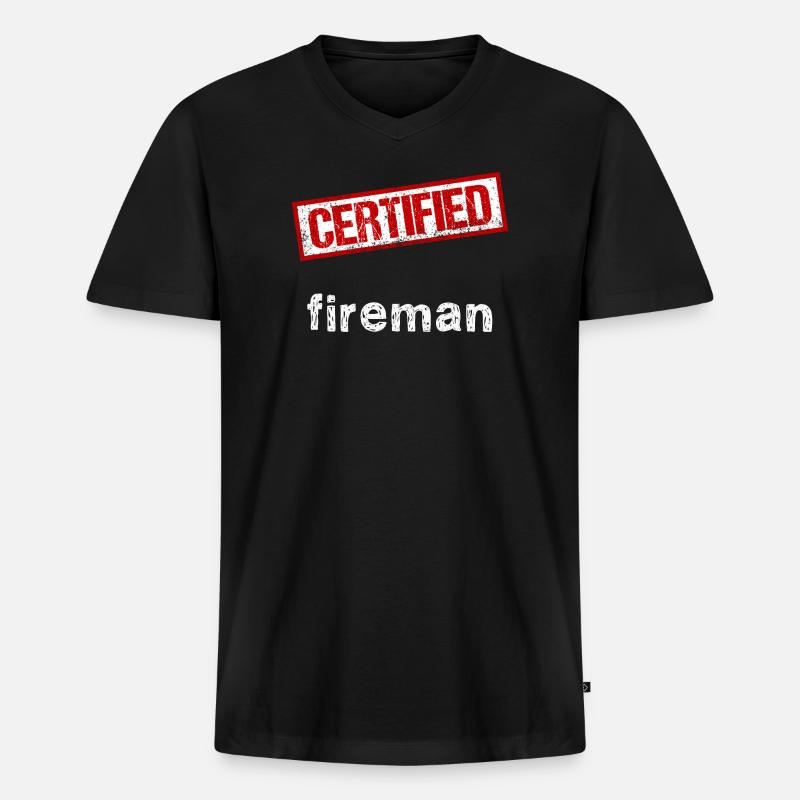 Feuerwehrmann - Männer Premium Bio T-Shirt mit V-Ausschnitt - Schwarz