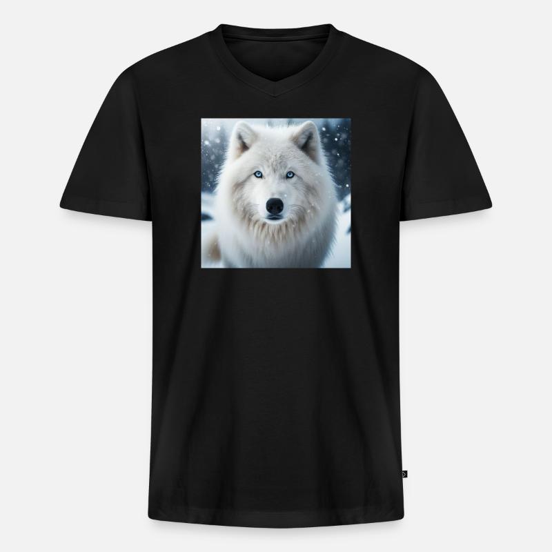 Arktischer Wolf - Männer Premium Bio T-Shirt mit V-Ausschnitt - Schwarz