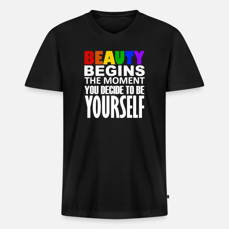 LGBTQIA+ - Männer Premium Bio T-Shirt mit V-Ausschnitt - Schwarz