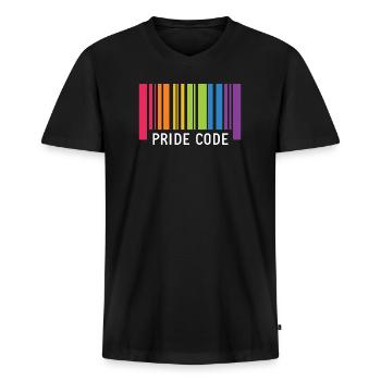 LGBT Pride Monat - Pride Code - Männer Premium Bio T-Shirt mit V-Ausschnitt - Schwarz - Vorne - Nico (187cm)