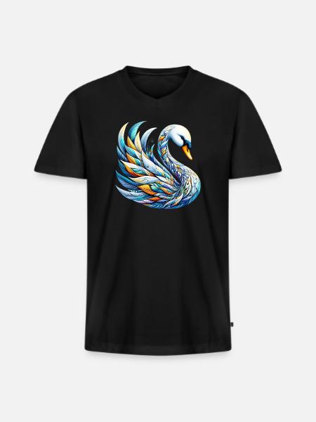 Swan - Men's Premium Organic T-shirt with V-neck - black