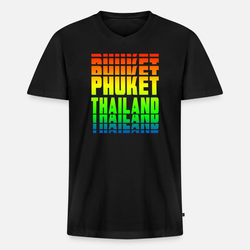 Phuket Thailand Regenbogen Design - Männer Premium Bio T-Shirt mit V-Ausschnitt - Schwarz