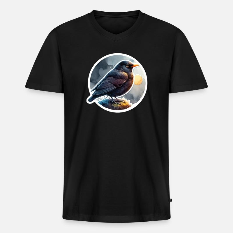 Amsel - Männer Premium Bio T-Shirt mit V-Ausschnitt - Schwarz