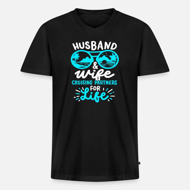 Ehemann Ehefrau Kreuzfahrt - Männer Premium Bio T-Shirt mit V-Ausschnitt - Schwarz