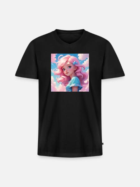 Fille - T-shirt encolure en V Premium bio Homme - noir