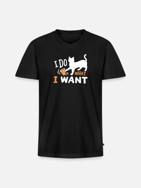 Katze Kätzchen Wortspiel - Männer Premium Bio T-Shirt mit V-Ausschnitt - Schwarz