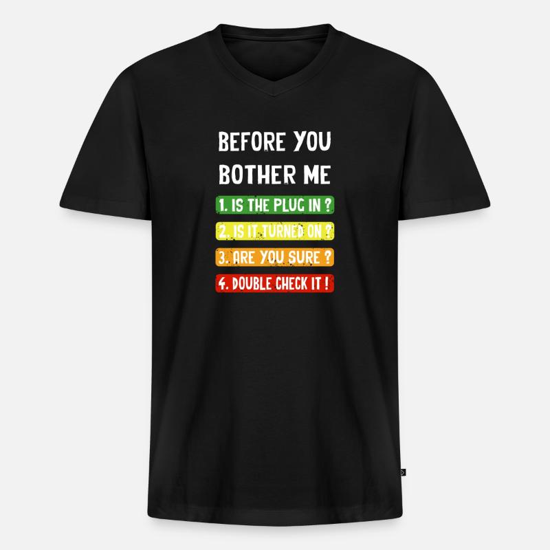 Before you bother me - Männer Premium Bio T-Shirt mit V-Ausschnitt - Schwarz