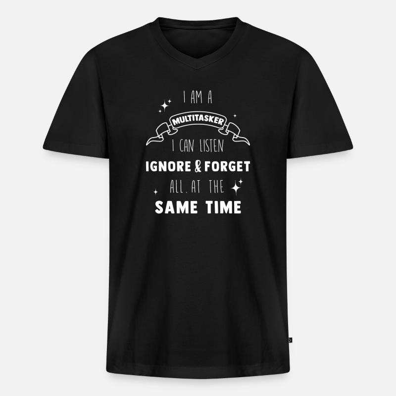 Multitasker - Männer Premium Bio T-Shirt mit V-Ausschnitt - Schwarz