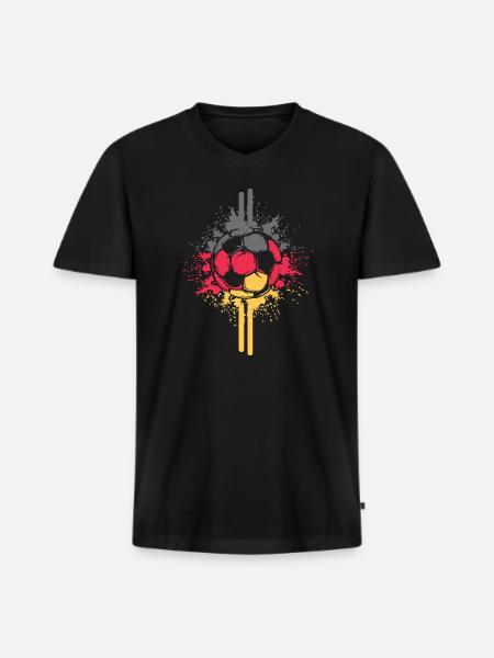 Voetbal Duitsland Jersey Ball Explosion Logo - Mannen Premium Bio T-shirt met V-hals - zwart