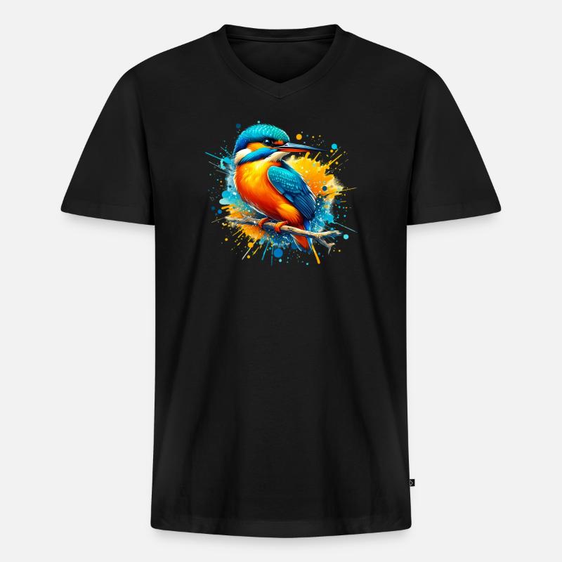 Eisvogel - Männer Premium Bio T-Shirt mit V-Ausschnitt - Schwarz
