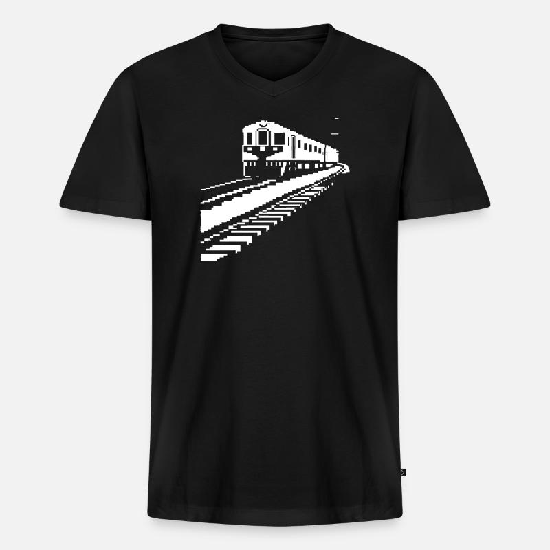 Eisenbahn Pixelkunst - Männer Premium Bio T-Shirt mit V-Ausschnitt - Schwarz