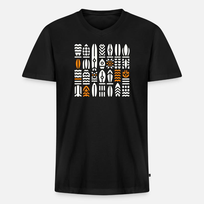 Abstrakte Surf- und Wellenmuster - Männer Premium Bio T-Shirt mit V-Ausschnitt - Schwarz