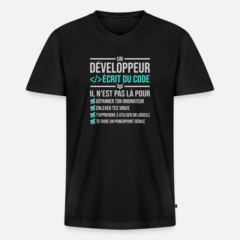 Entwickler, der Code schreibt - Männer Premium Bio T-Shirt mit V-Ausschnitt - Schwarz