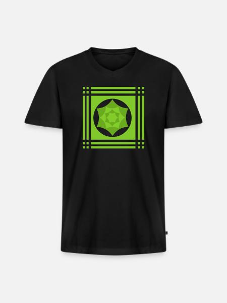 Geometric play of colours in green - Men's Premium Organic T-shirt with V-neck - black