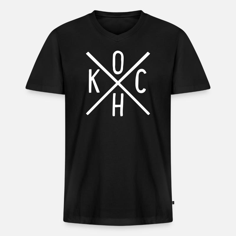 Koch - Männer Premium Bio T-Shirt mit V-Ausschnitt - Schwarz