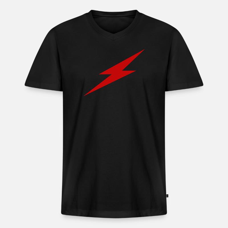 Roter Blitz - Männer Premium Bio T-Shirt mit V-Ausschnitt - Schwarz