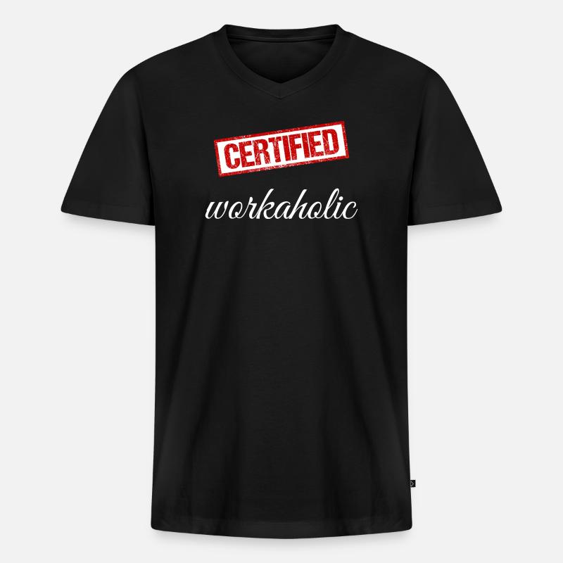 Arbeitssüchtiger - Männer Premium Bio T-Shirt mit V-Ausschnitt - Schwarz