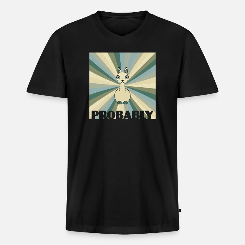 Alpaka - Männer Premium Bio T-Shirt mit V-Ausschnitt - Schwarz
