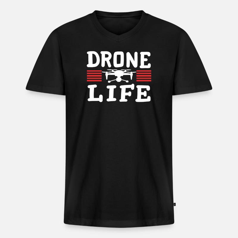 Drohnenpilot RC FPV Quadrocopter - Männer Premium Bio T-Shirt mit V-Ausschnitt - Schwarz