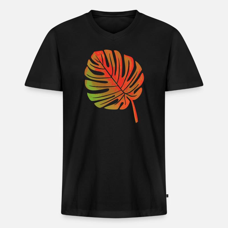 Blatt einer Pflanze - Männer Premium Bio T-Shirt mit V-Ausschnitt - Schwarz