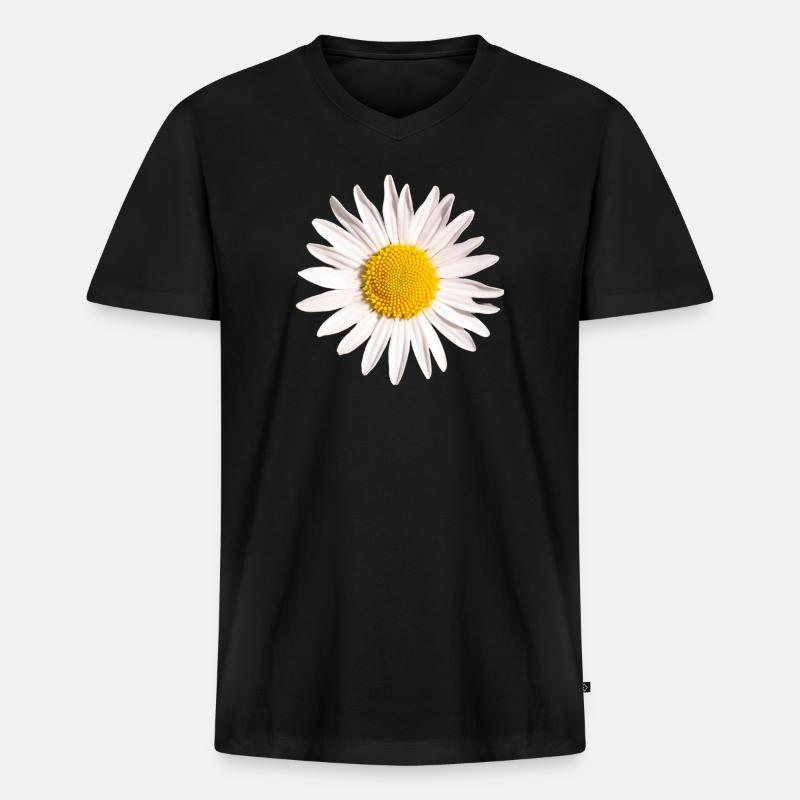 Gänseblümchen - Männer Premium Bio T-Shirt mit V-Ausschnitt - Schwarz
