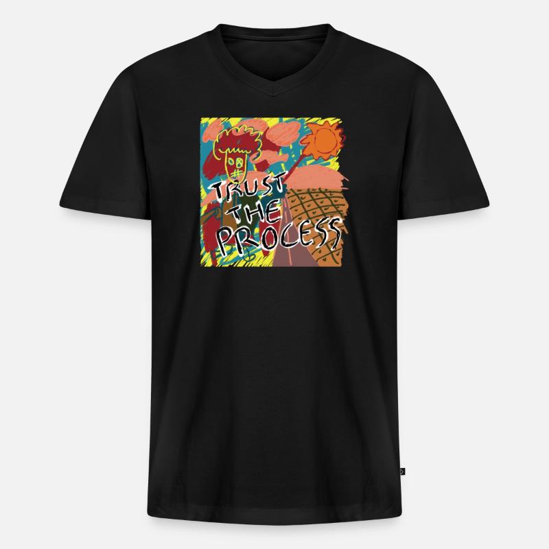 Trust the process - Männer Premium Bio T-Shirt mit V-Ausschnitt - Schwarz