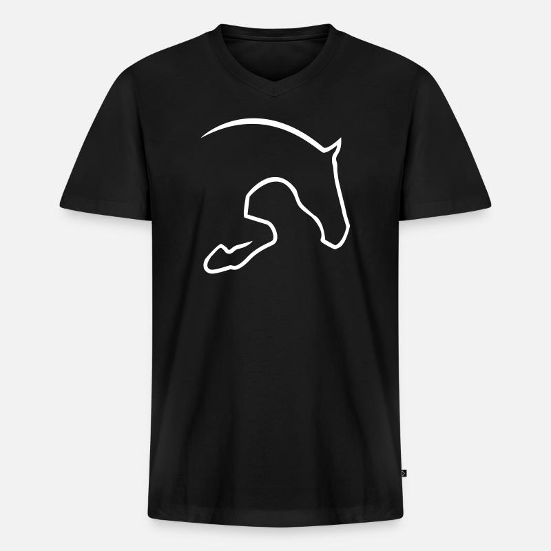 Springpferd - Männer Premium Bio T-Shirt mit V-Ausschnitt - Schwarz