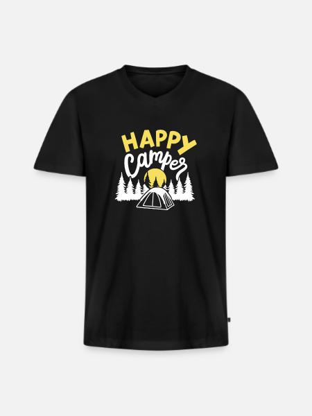 Camping Camper - Männer Premium Bio T-Shirt mit V-Ausschnitt - Schwarz