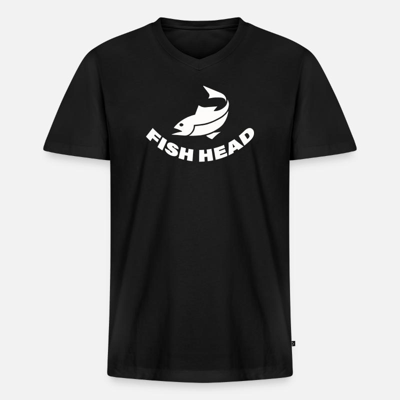 FISH HEAD - Männer Premium Bio T-Shirt mit V-Ausschnitt - Schwarz