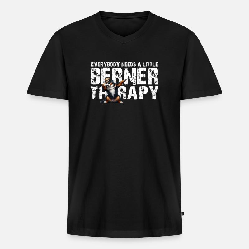 Berner Sennenhund - Männer Premium Bio T-Shirt mit V-Ausschnitt - Schwarz
