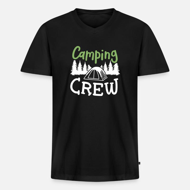 Camping Crew Camper - Männer Premium Bio T-Shirt mit V-Ausschnitt - Schwarz