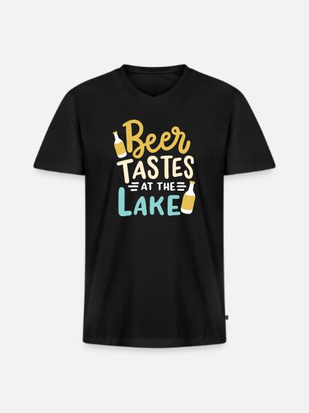See Camping Zelten - Männer Premium Bio T-Shirt mit V-Ausschnitt - Schwarz